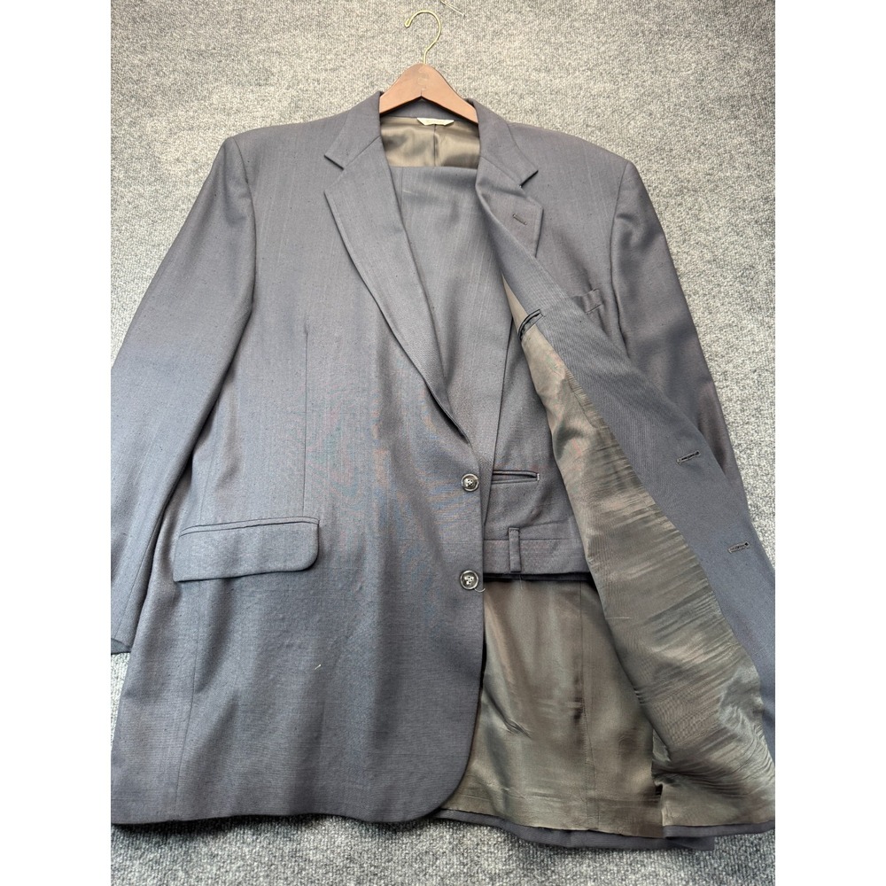Alexander Lloyd Suit 52XL 41x32 Mens Vintage Double Breasted Gray Pleated Big